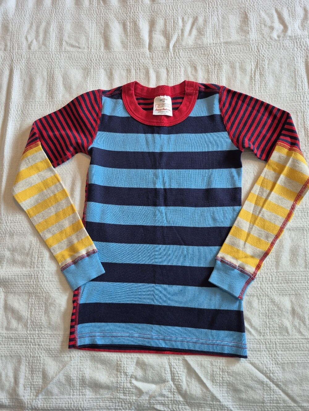 Hanna Andersson size 130 or 8 boys mixy striped print pajama top EUC